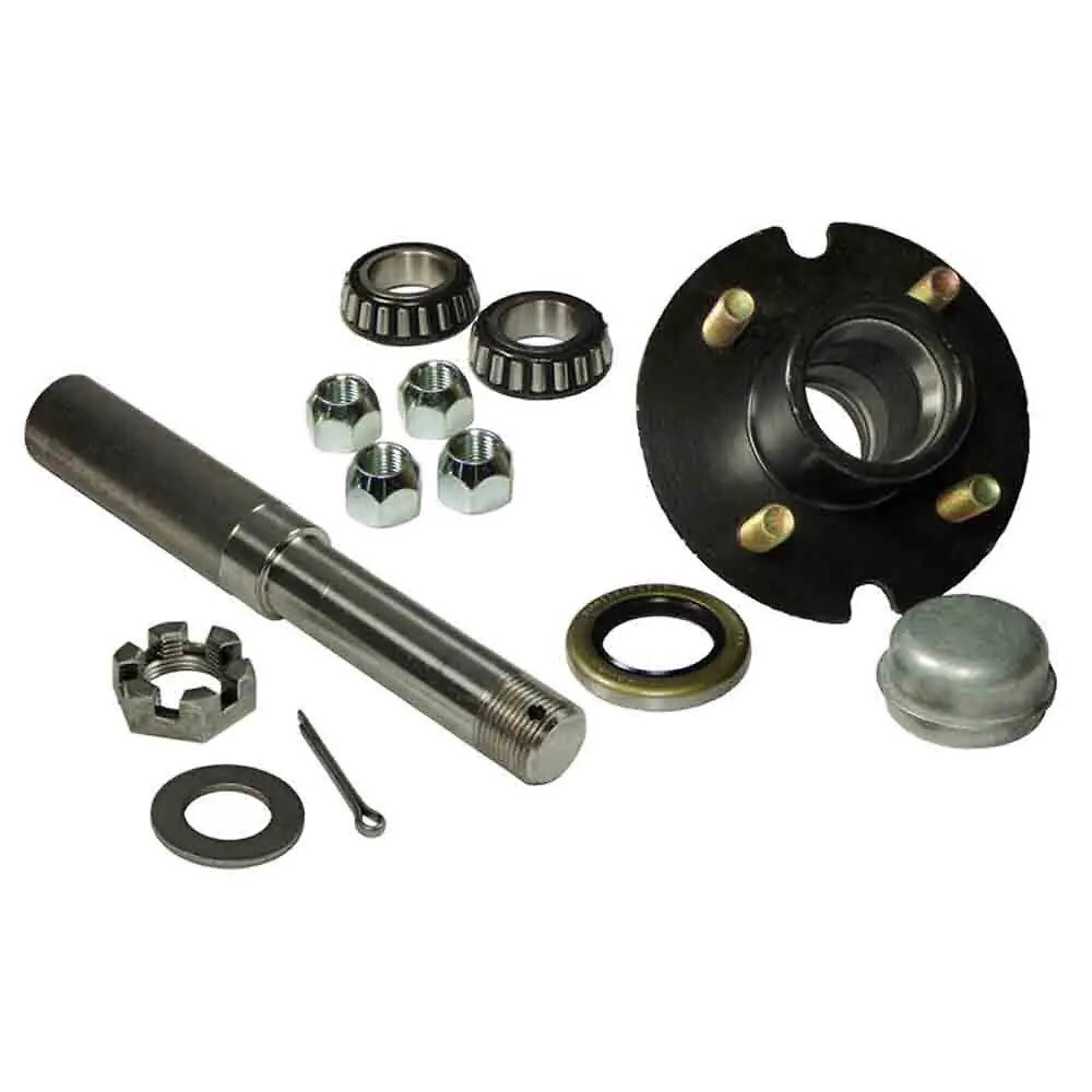 Rigid Hitch, 4-Lug Hub/Spindle End Unit, Fits 1.5in Round Tube, Spindles for 1 Inch ID Bearings, 1250lb Capacity Per Hub, Model# RD-200044